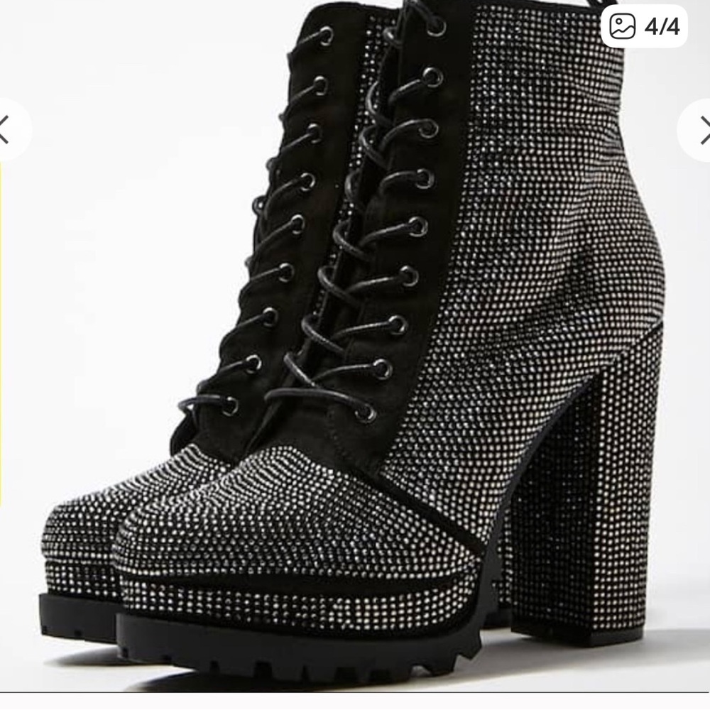 Black and Silver Studded Platform Boots